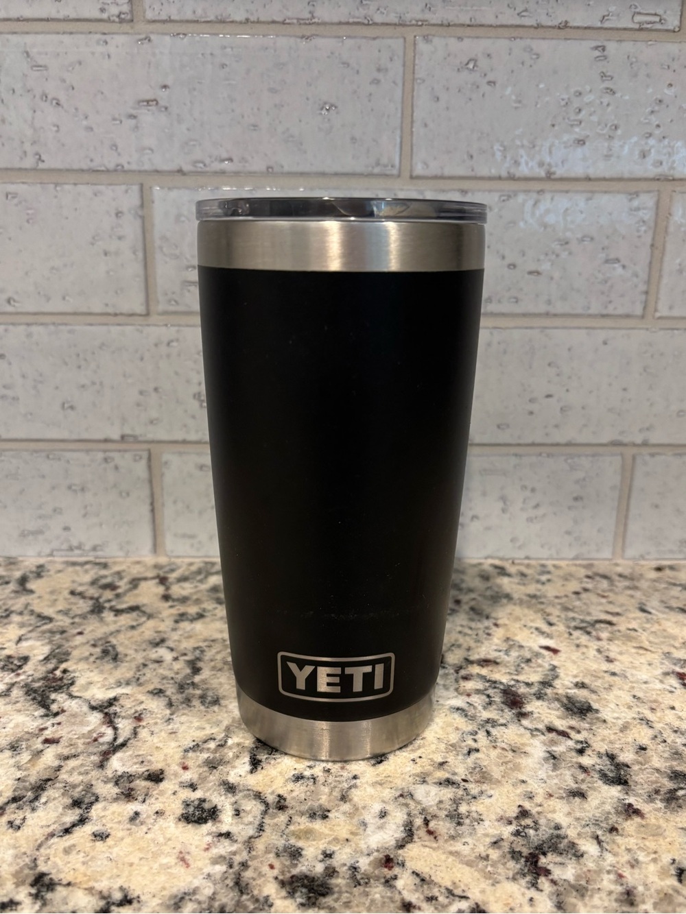Yeti Black with Silver Trim Insulated Tumbler